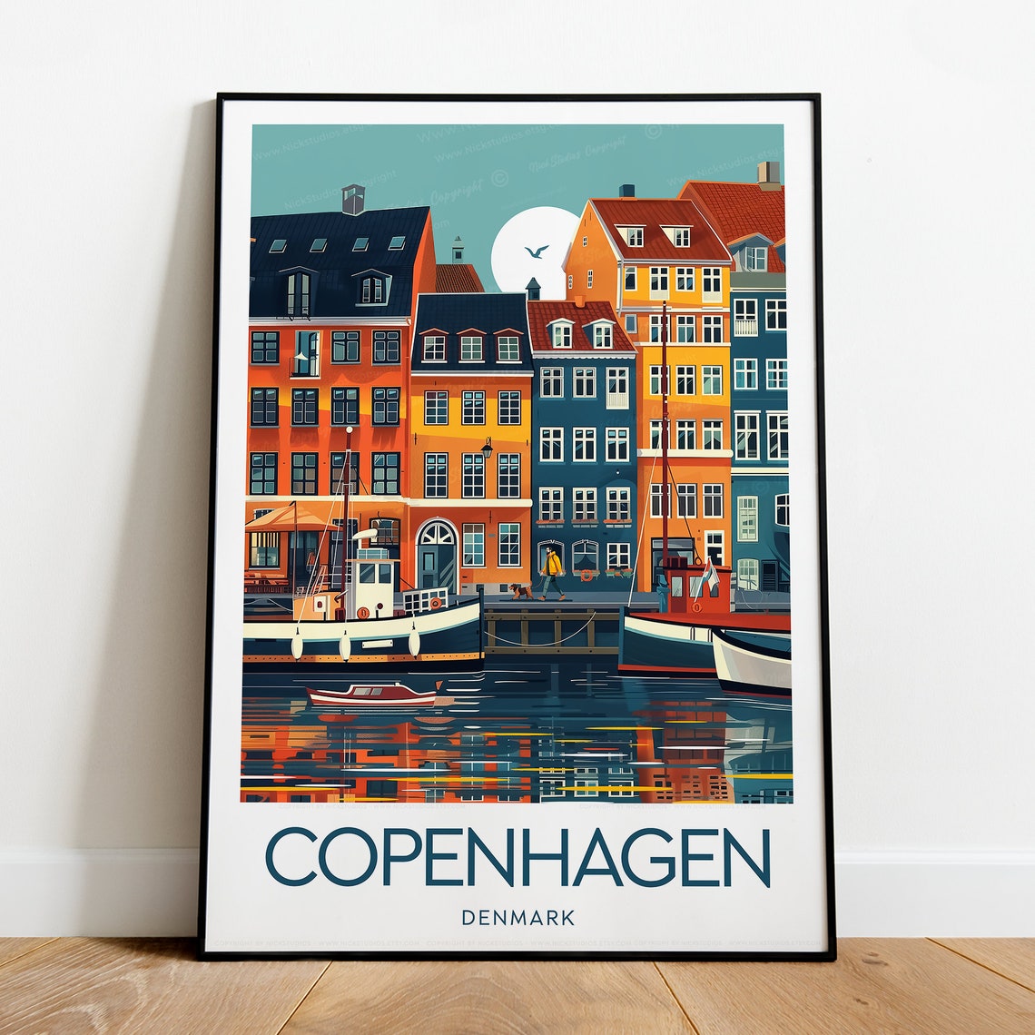 Copenhagen Denmark Nyhavn Colorful Harbor Waterfront Travel Poster - Image 2