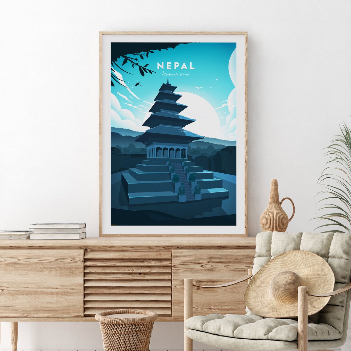 Nepal Nyatapola Temple Five Tiered Pagoda in Moonlight Poster