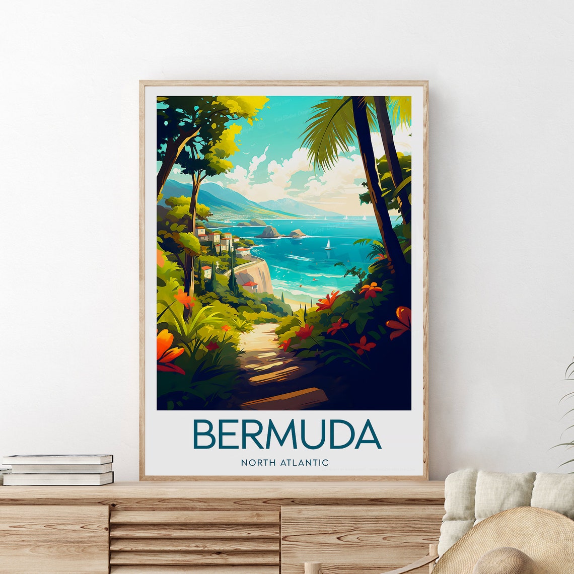 Bermuda North Atlantic Floral Path to the Beach Travel Poster - Image 2