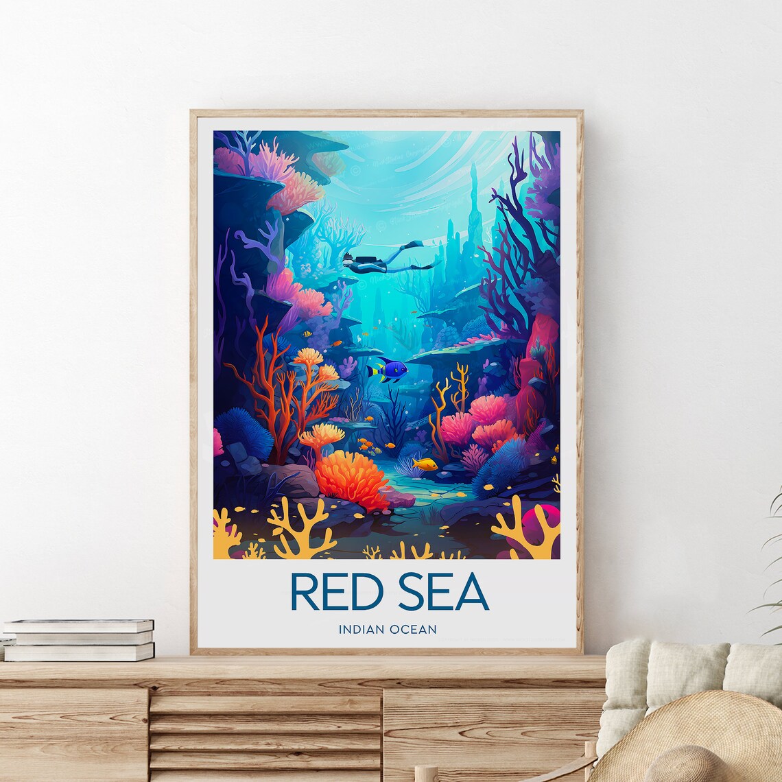 Red Sea Traditional Travel Print Indian Ocean Coral Reef Print - Image 2