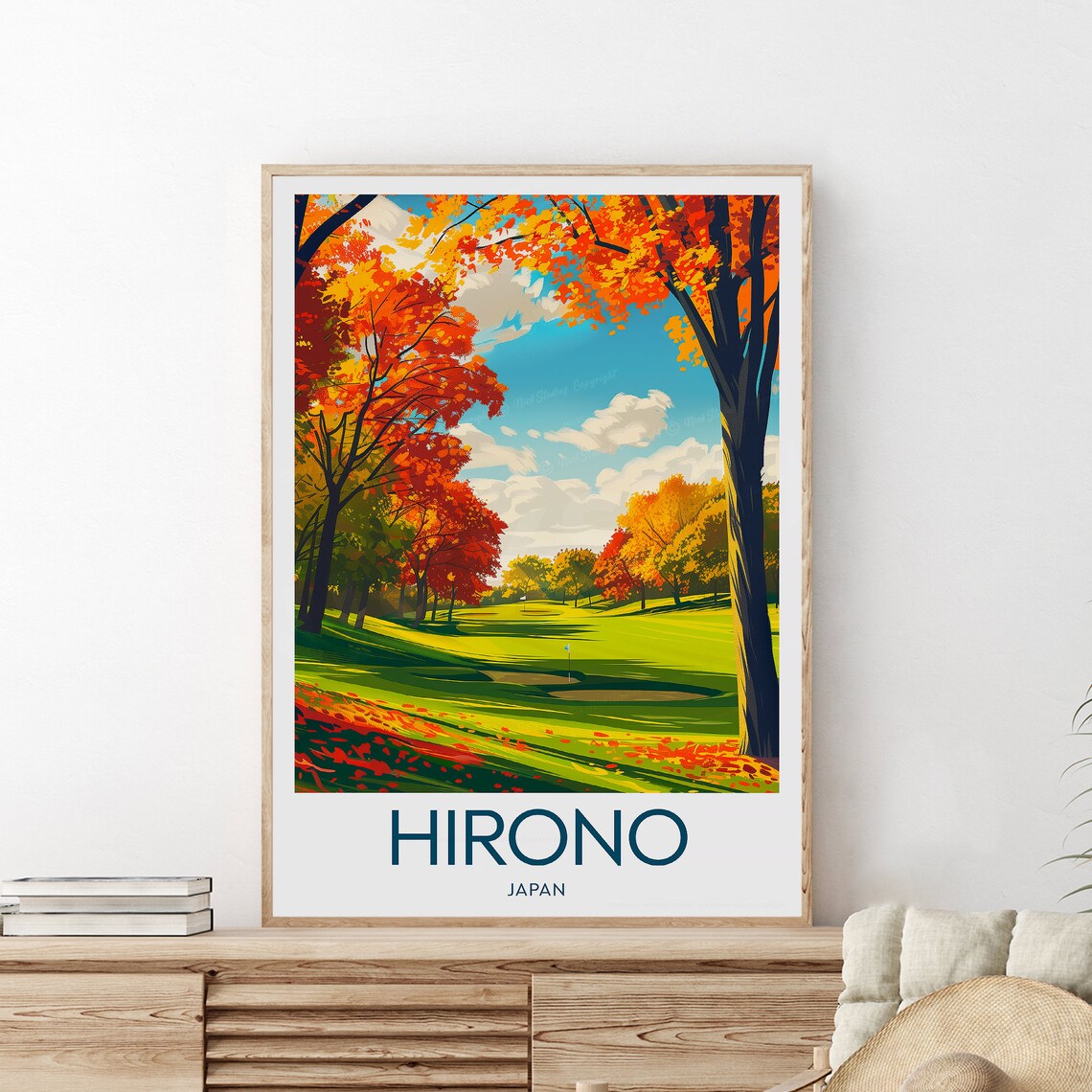 Hirono Golf Club Japan, Custom Text Poster