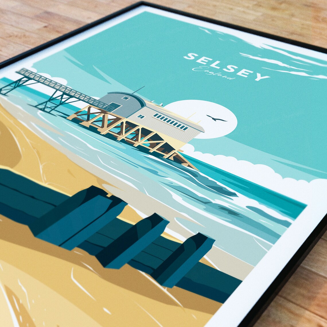 Selsey England Seaside Pier Beach Vintage Style Travel Art Poster - Image 3