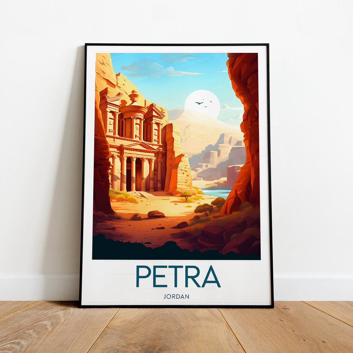 Petra Jordan Ancient Treasury Facade Desert Canyon Travel Poster