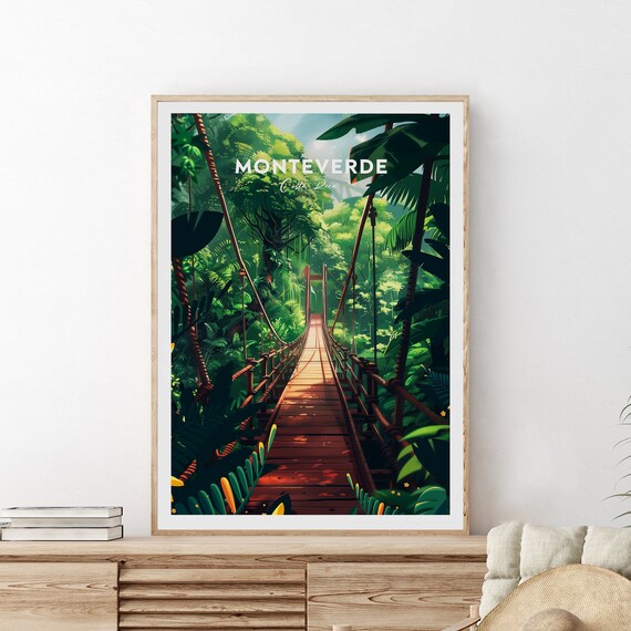 Monteverde Costa Rica Cloud Forest Rope Hanging Bridge Poster