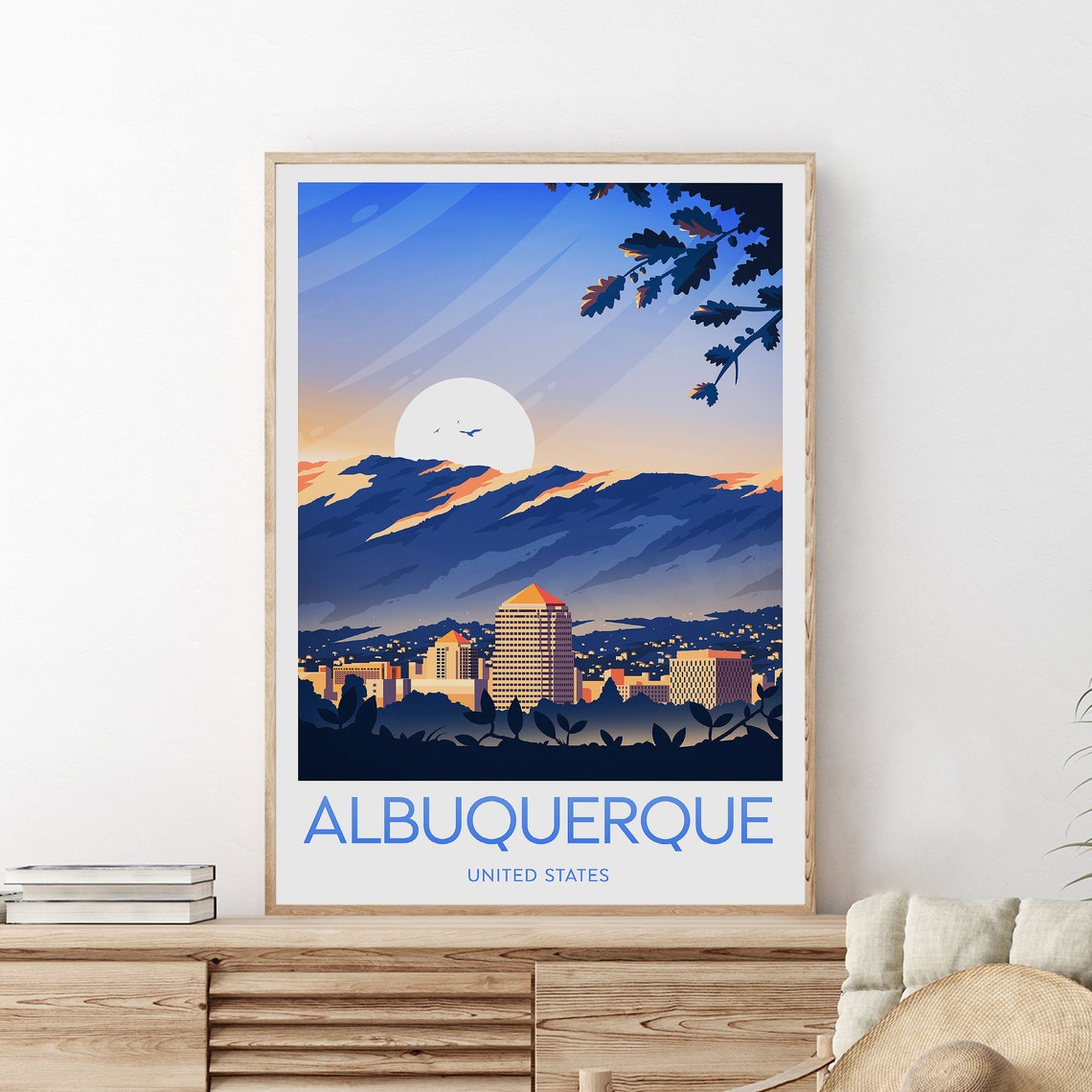 Albuquerque New Mexico Sunset Skyline Cityscape Travel Poster - Image 2
