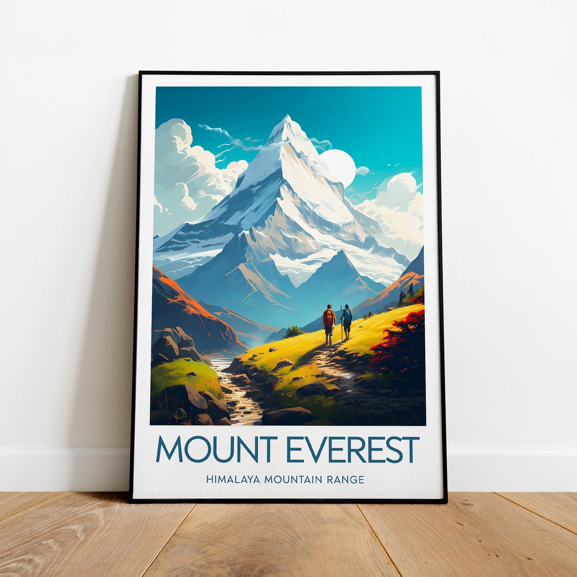Mount Everest Himalaya Trekkers Snowy Summit Mountain Travel Poster - Image 2