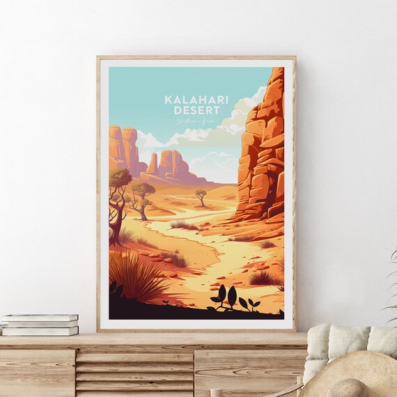 Kalahari Desert Traditional Travel Print Southern Africa Kalahari Desert Print Kalahari Desert Poster Wedding Gift Birthday