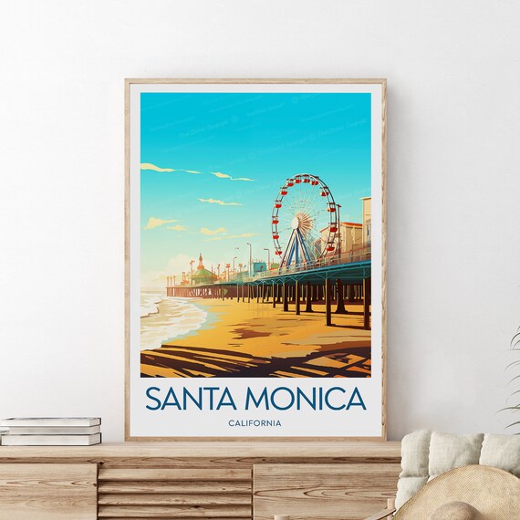 Classic Santa Monica California Pier Ferris Wheel Beach Poster