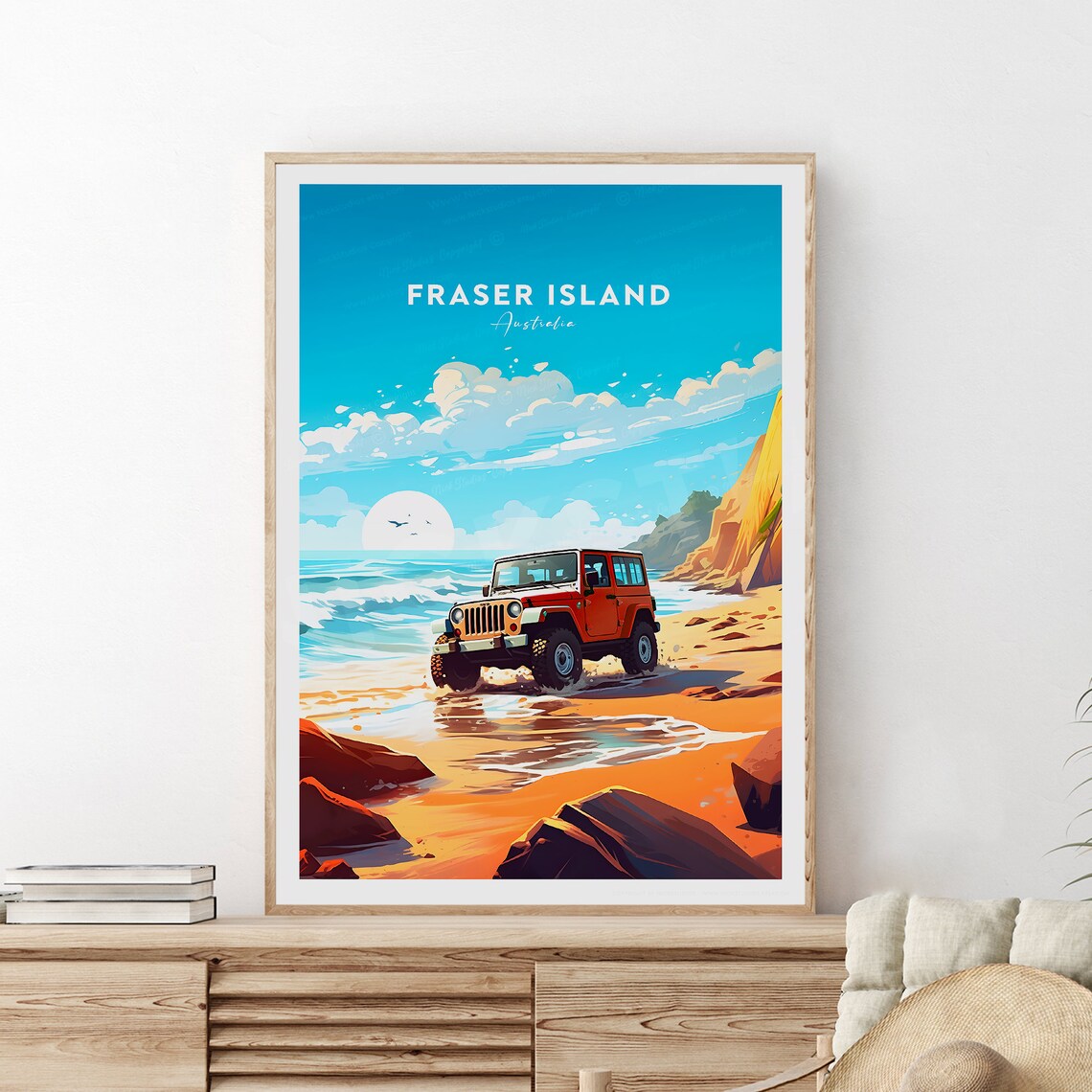 Fraser Island Australia Beach Four Wheel Drive Adventure Travel Poster - Image 2
