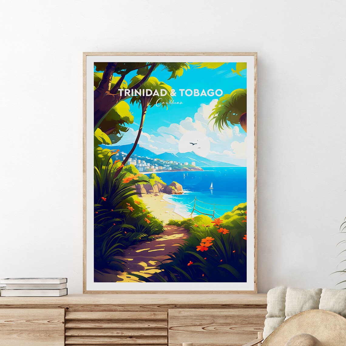 Trinidad and Tobago Caribbean Hidden Cove Tropical Bay Poster - Image 2