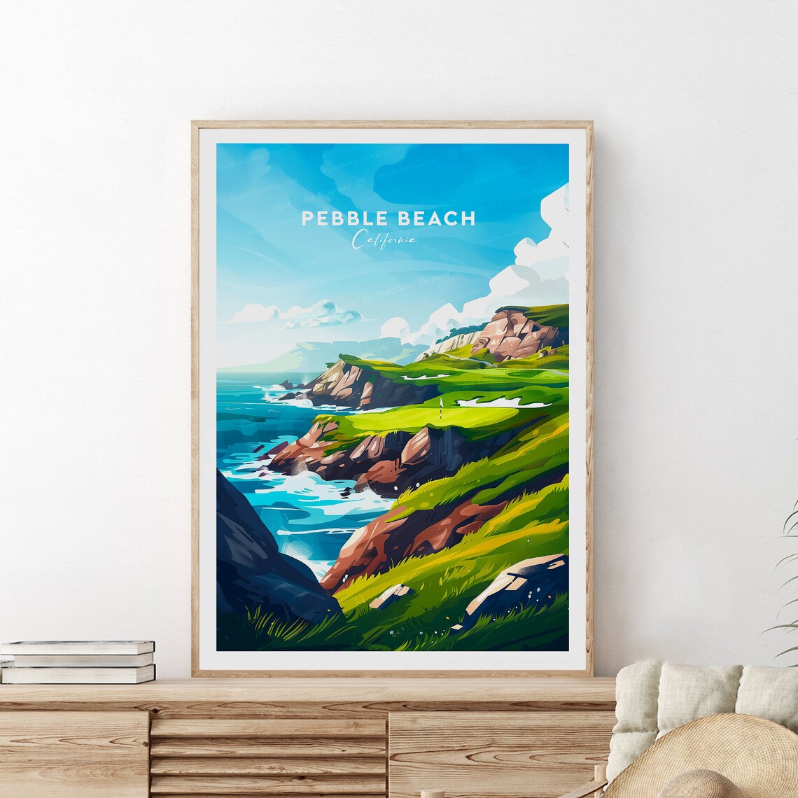 Pebble Beach California Golf Links Ocean Cliffs Sports Poster - Image 2