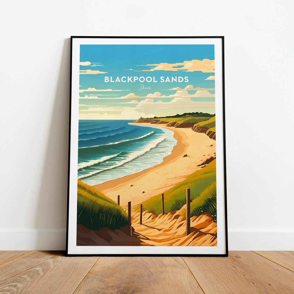 Blackpool Sands Devon Golden Beach and Rolling Dunes Travel Poster
