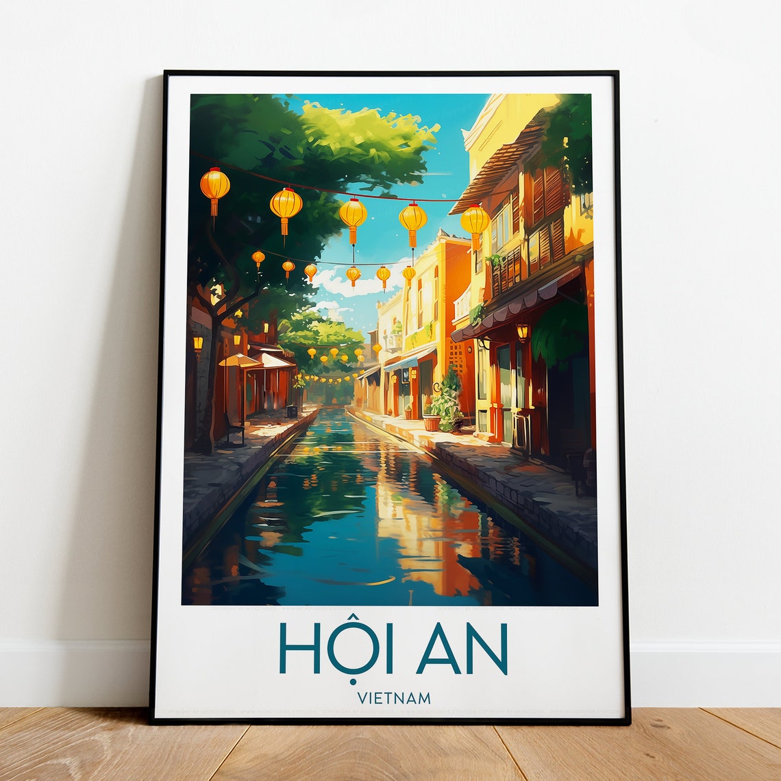 Hoi An Vietnam Lantern Canal Ancient Street Night Scene Poster