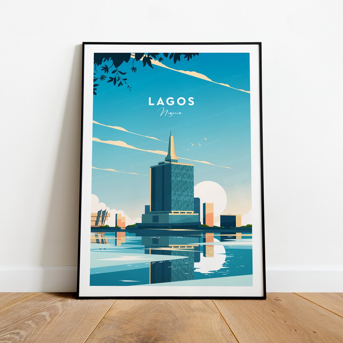 Lagos Nigeria Modern City Skyline Waterfront Reflection Travel Poster - Image 2