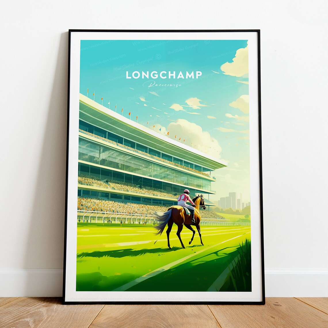 Longchamp Racecourse Horse Jockey Grandstand Race Day Travel Poster - Image 2