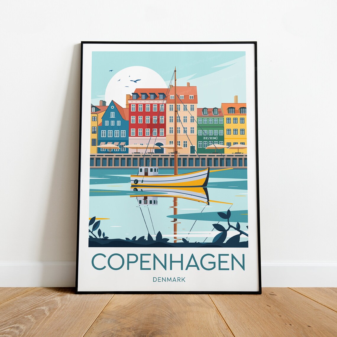 Copenhagen Nyhavn Harbor Colorful Houses Sailboat Denmark Poster