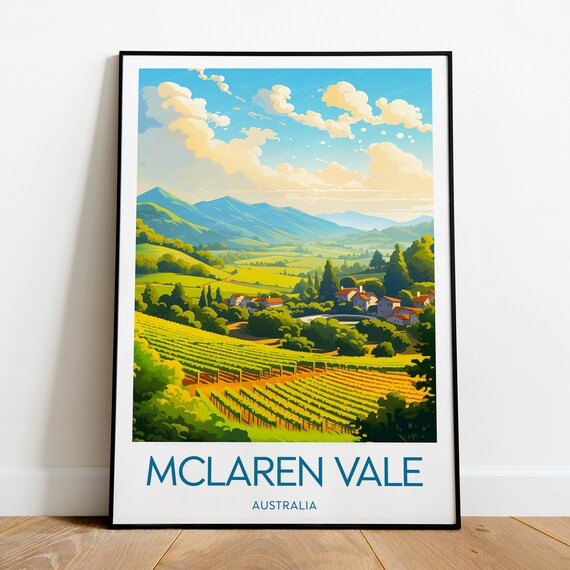 McLaren Vale Vineyard Rows Rolling Hills Wine Country Poster