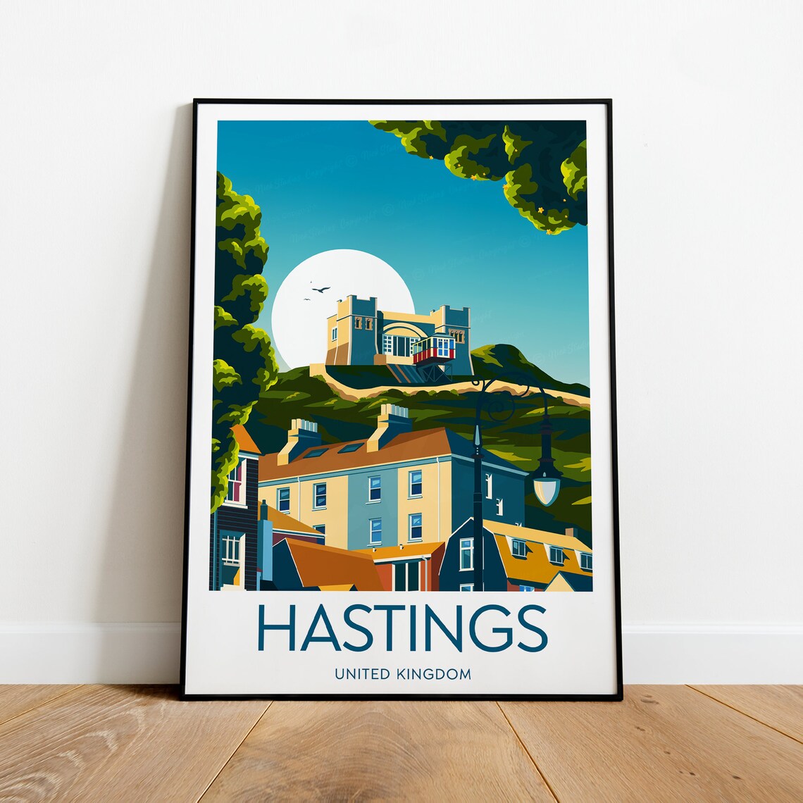 Hastings East Sussex Seaside Town Old Castle Hill View Poster