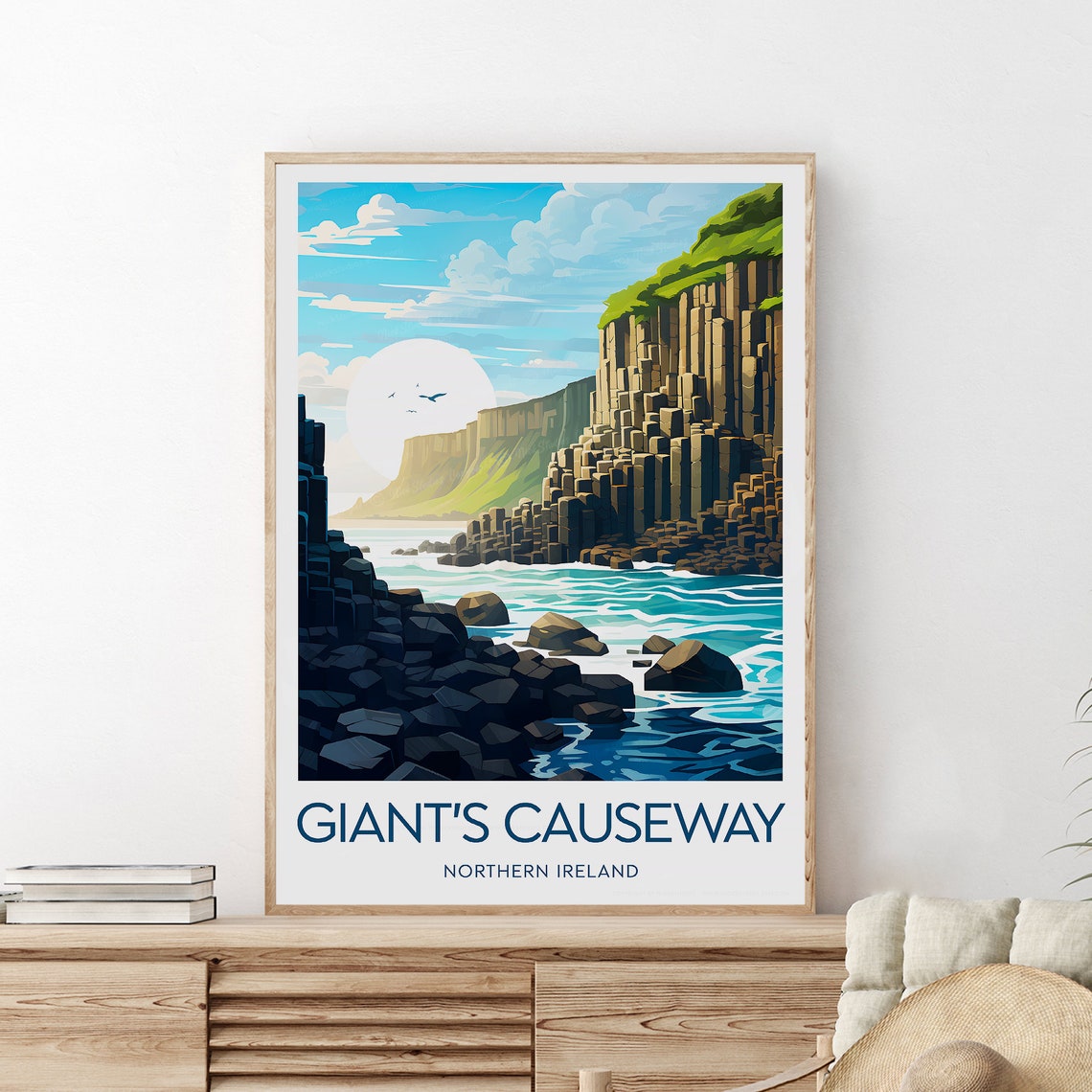 Giant's Causeway Basalt Coast Northern Ireland Scenic Travel Poster