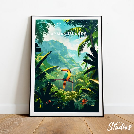 Cayman Islands Traditional Travel Print Caribbean Cayman Islands Poster Cayman Islands Poster Cayman Islands Wall Art Wedding Gift