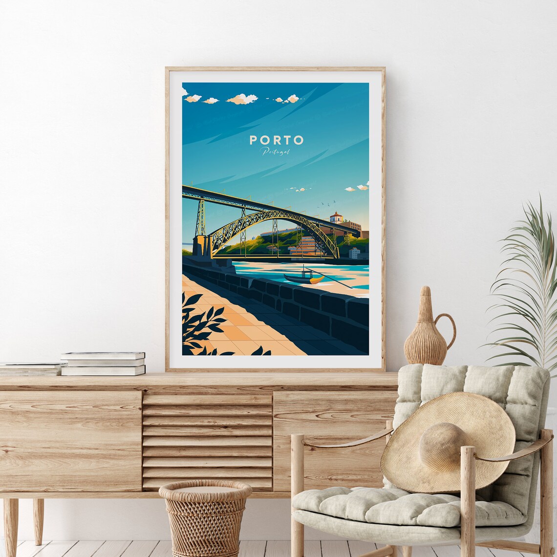 Porto Iron Arch Bridge Douro River Portugal Riverside Travel Poster
