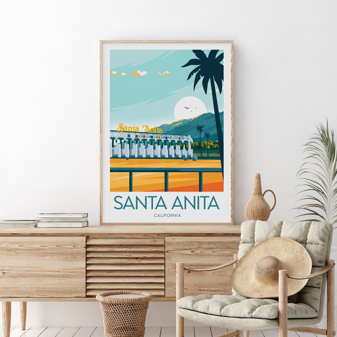 Santa Anita California Horse Racing Starting Gates Sunset Poster - Image 2