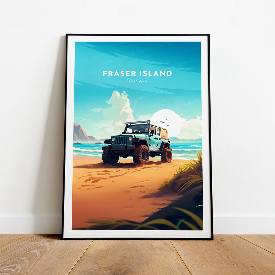 Fraser Island Australia Off-Road Jeep Beach Adventure Travel Poster - Image 2