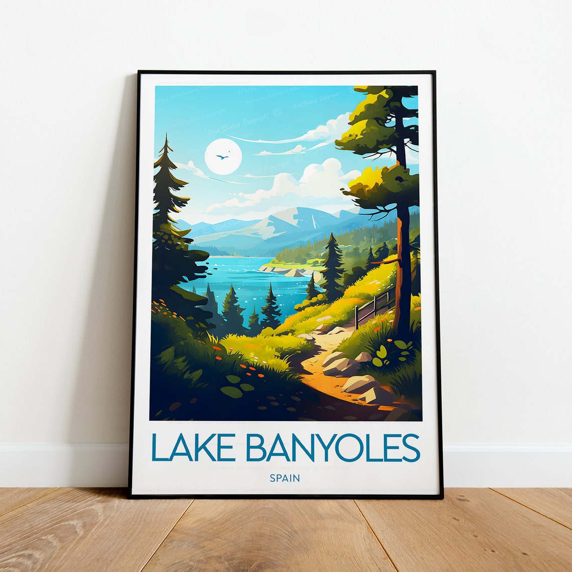 Lake Banyoles Spain Classic Edition Scenic Mountain Lake Poster