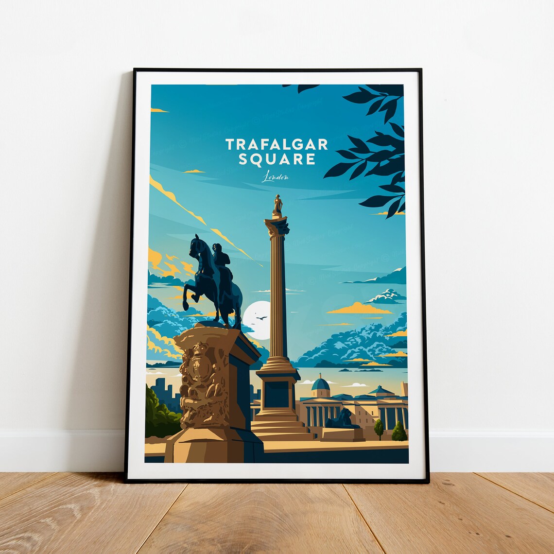 Trafalgar Square London Nelsons Column Morning Skyline Poster