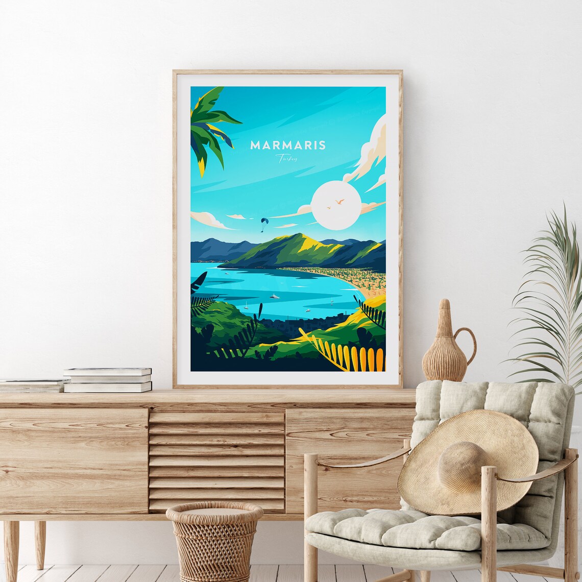 Marmaris Turkey Turquoise Bay Green Hills Sunny Coastline Poster