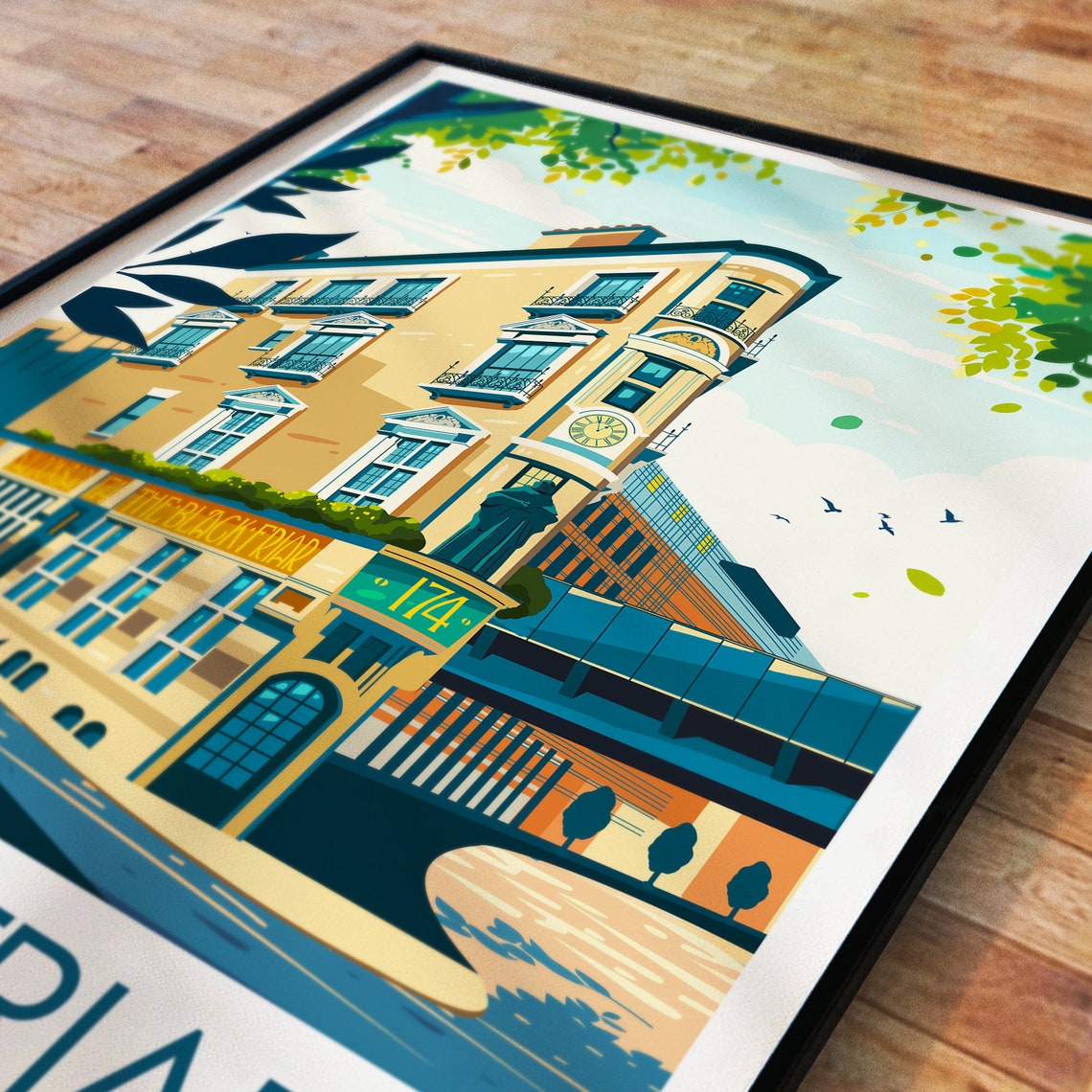 Blackfriars London Historic Pub No 174 Vintage City Travel Poster - Image 3