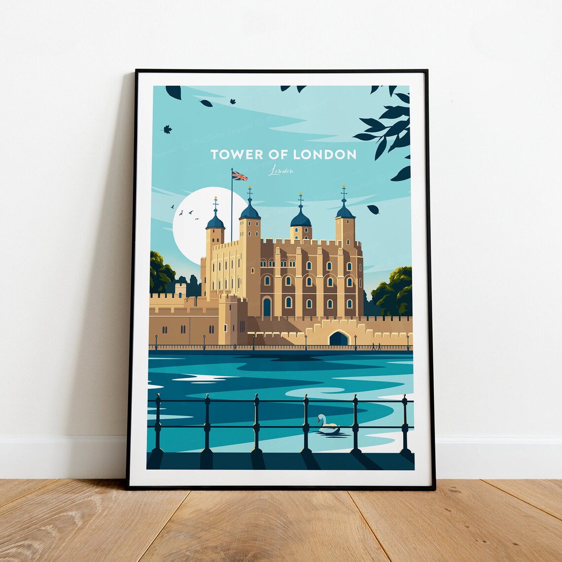 Tower Of London Riverside Landmark Vintage Style Travel Poster