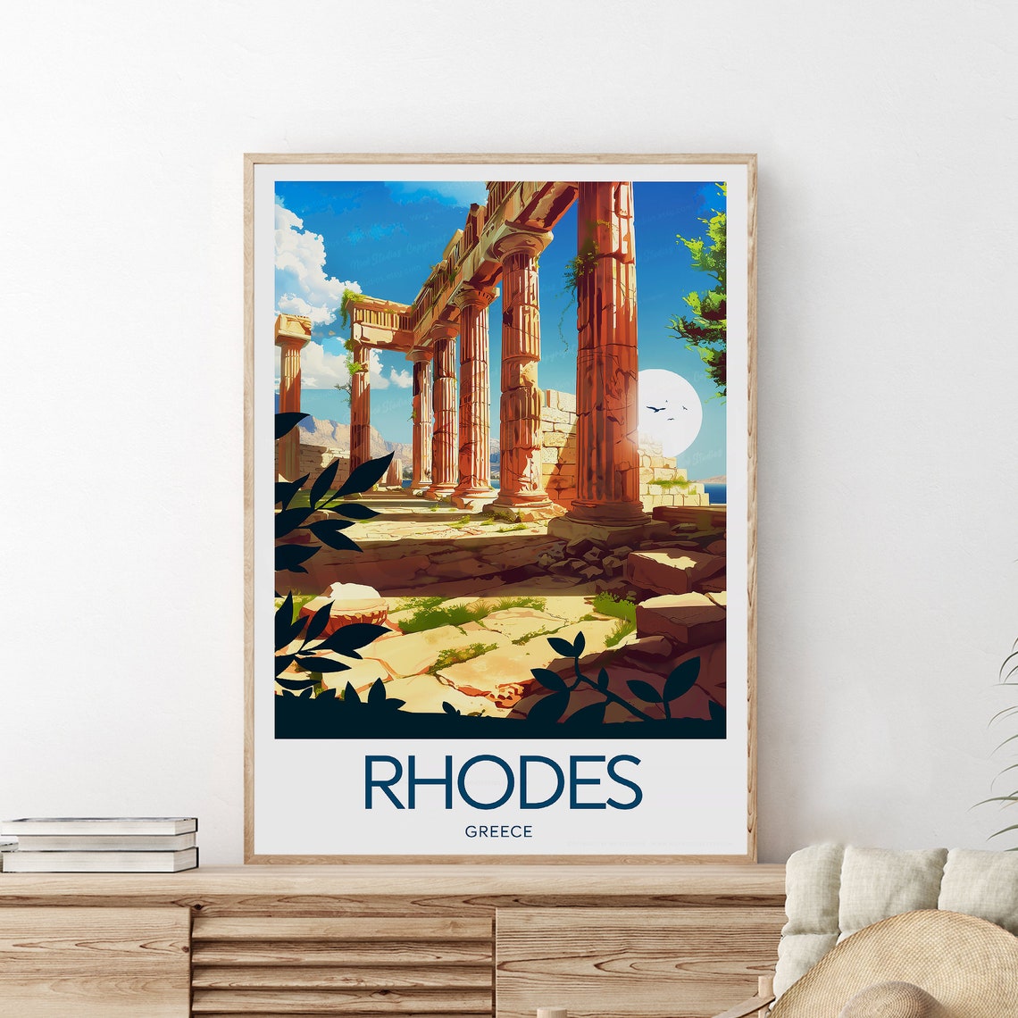 Rhodes Greece Lindos Ancient Temple Ruins Sunlit Columns Poster - Image 2