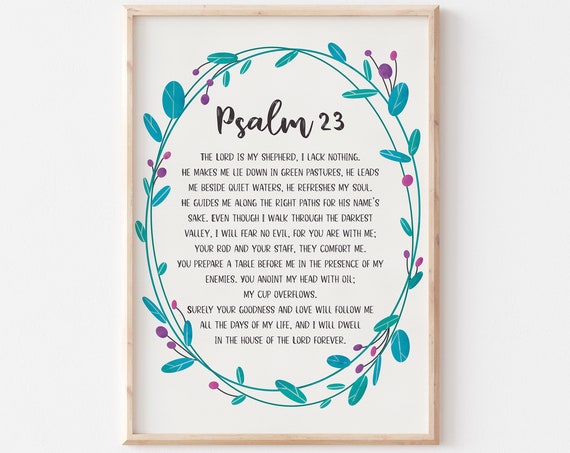 Psalm 23 Bible Verse Wall Art Christian Encouraging Print Instant Bible Verse New Home Bible Verse Illust Poster