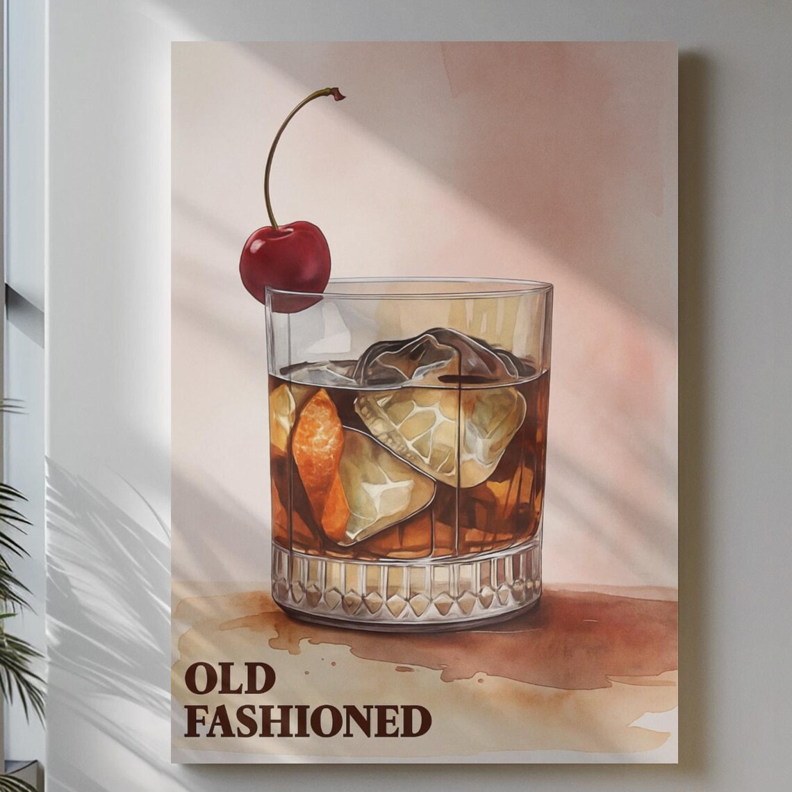 Old Fashioned Cocktail Poster, Vintage Bar Decor