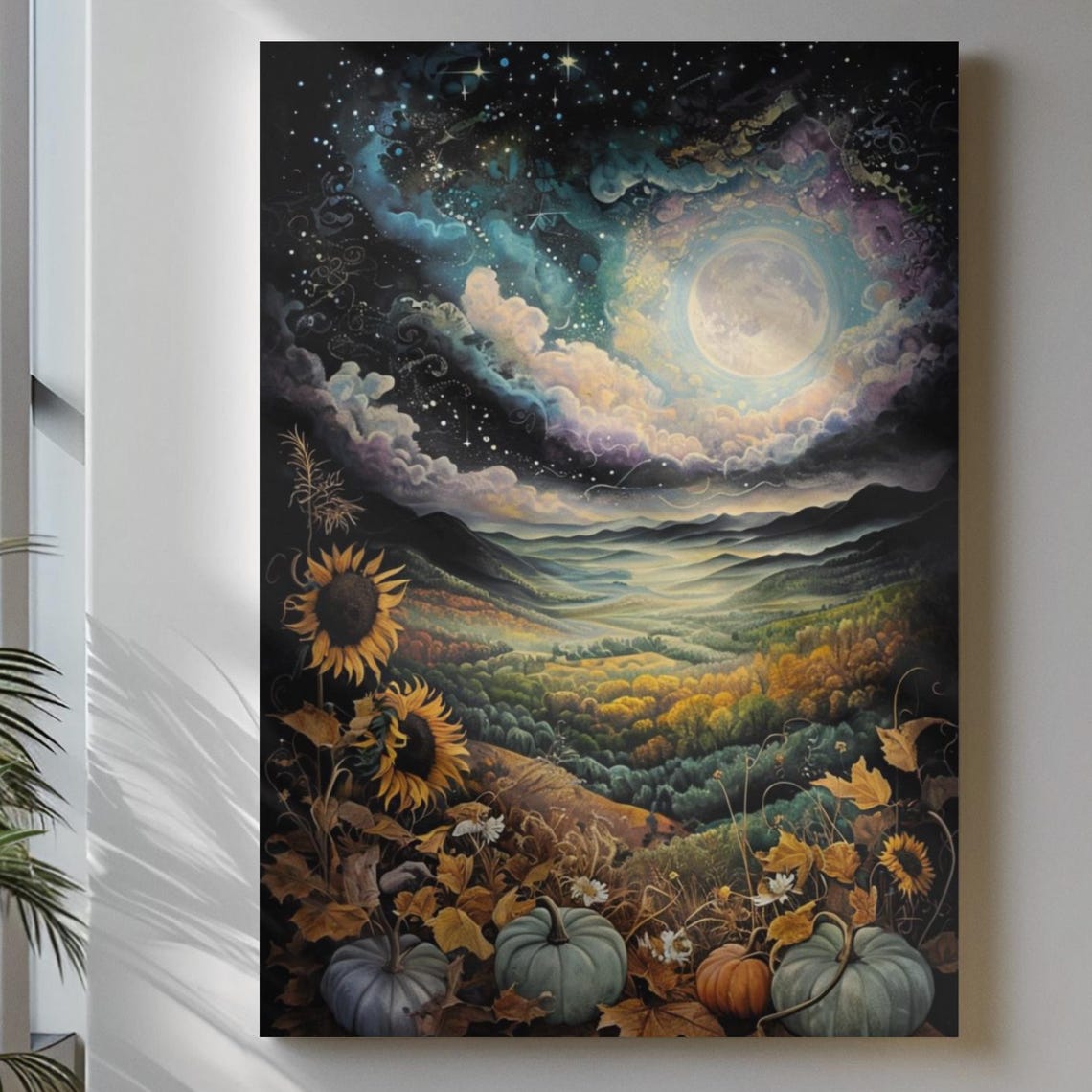 Magical Night Landscape, Mystical Moon Pumpkins