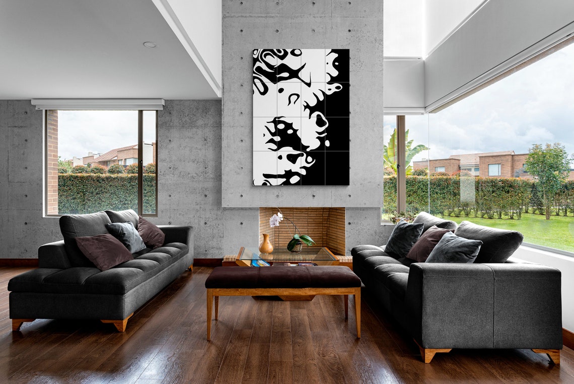 Rorschach Style Black and White Ink Blot Abstract Art Poster - Image 6