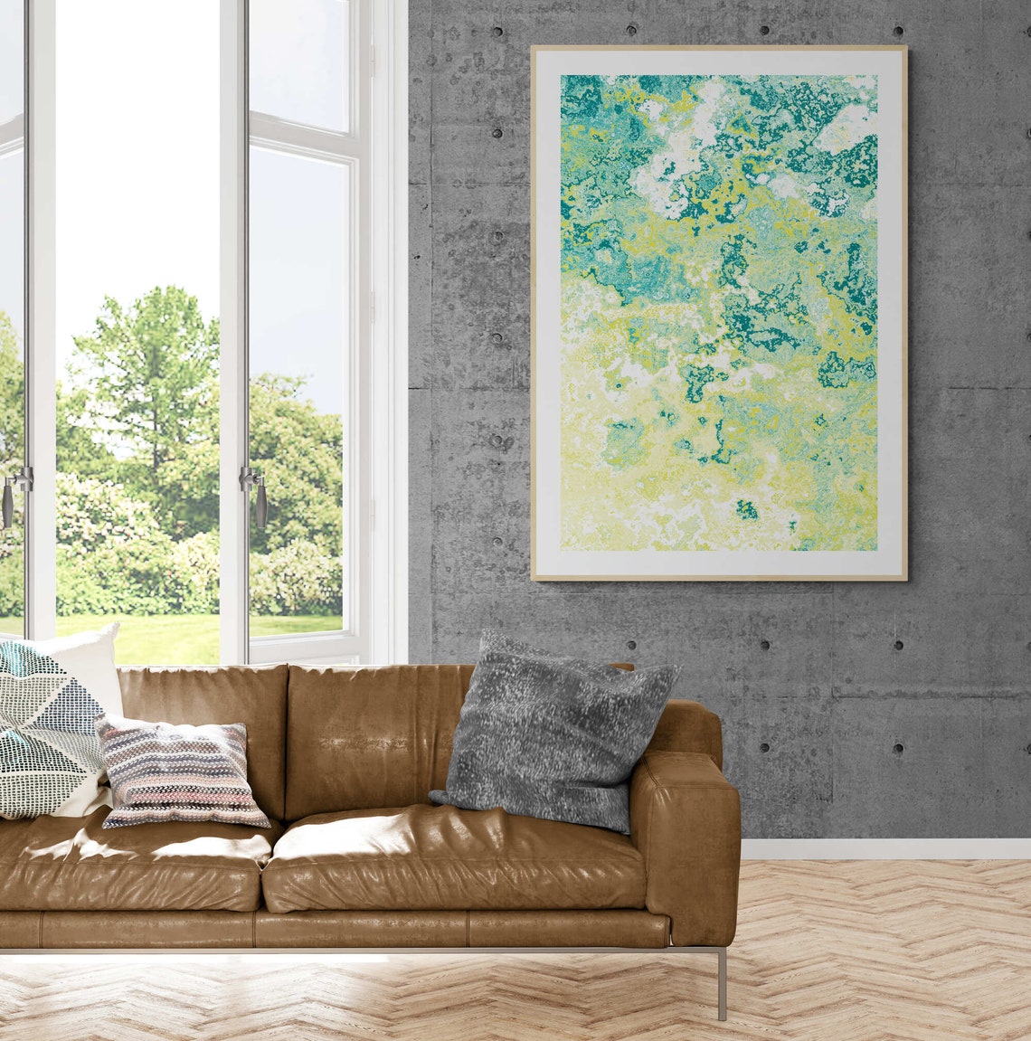Yellow Turquoise Marble Abstract Bright Boho Modern Art Poster - Image 5