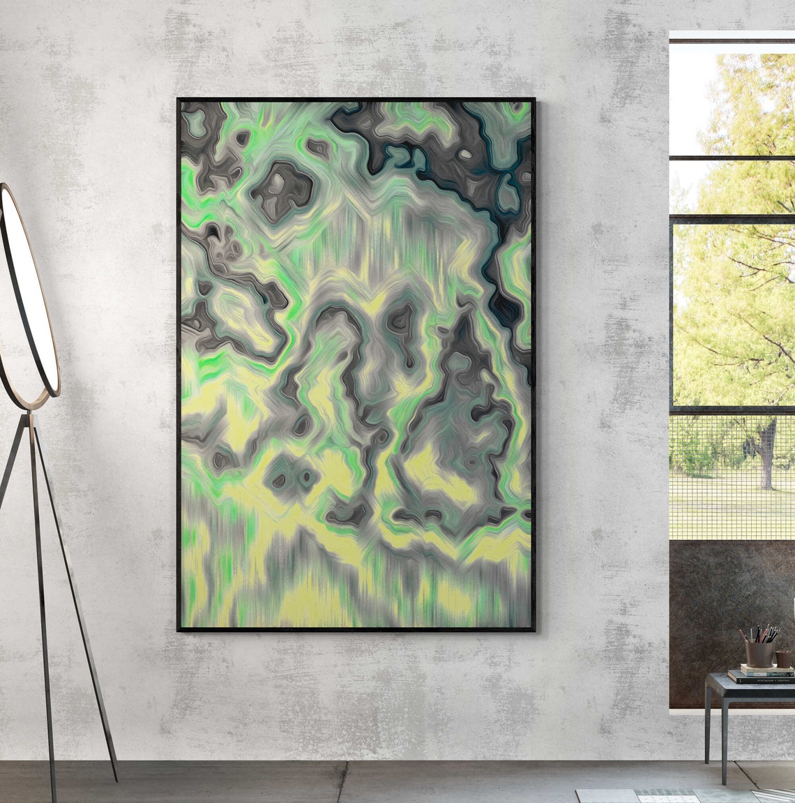 Green Yellow Fluid Abstract Bold Drip Painting Modern Art Poster - Image 8