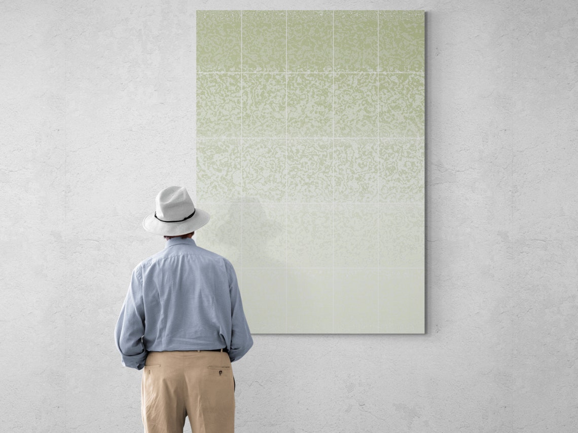 Sage Green to White Ombre Speckled Gradient Abstract Poster Art - Image 3