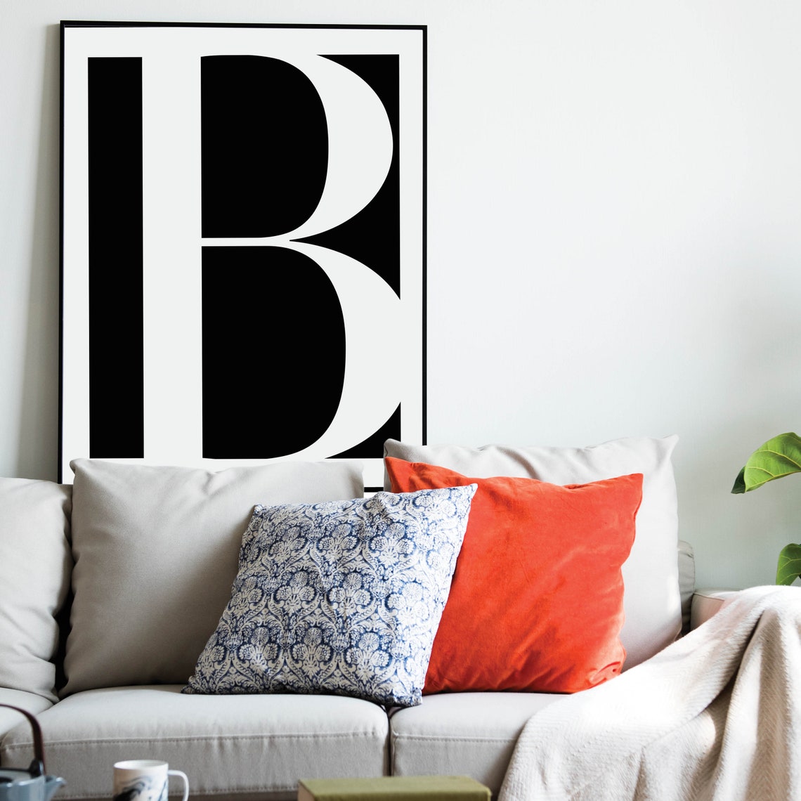 Letter B Bold Black and White Monogram Minimalist Initial Poster - Image 2
