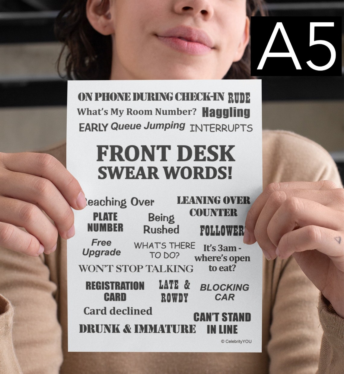 Front Desk Swear Words Funny Hotel Reception Office Humor Poster Gift - Image 2