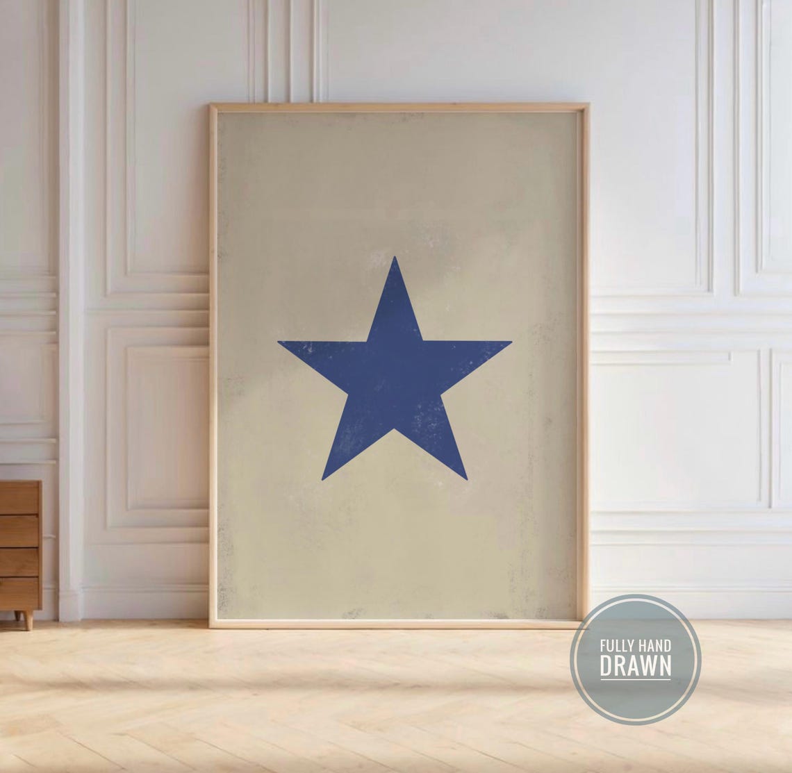 Vintage Blue Star Distressed Retro Beige Graphic Farmhouse Poster - Image 4