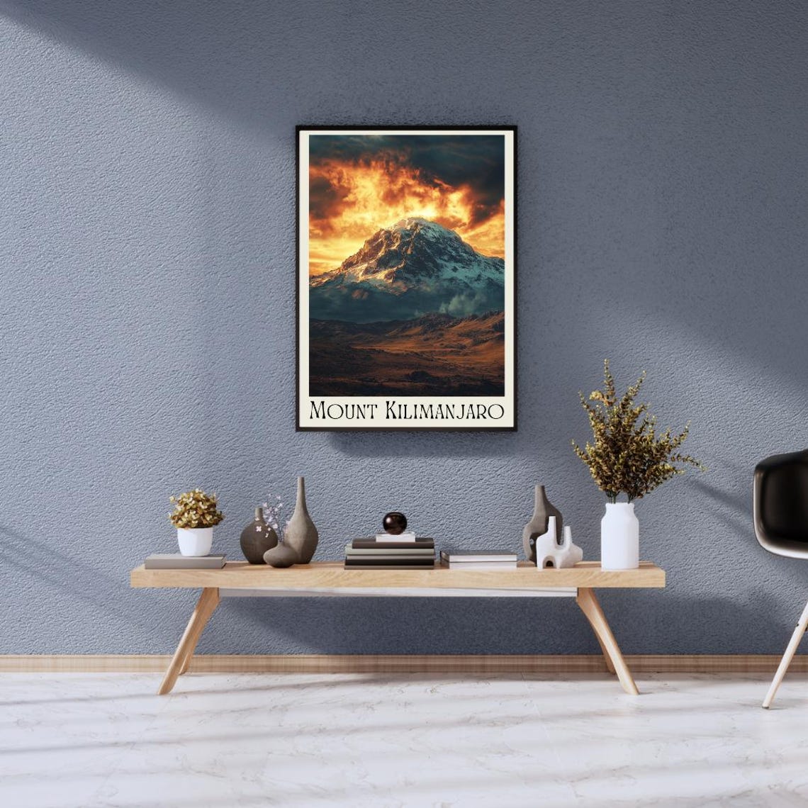 Mount Kilimanjaro Poster with Fiery Sunset over the Snow Peak - Image 5