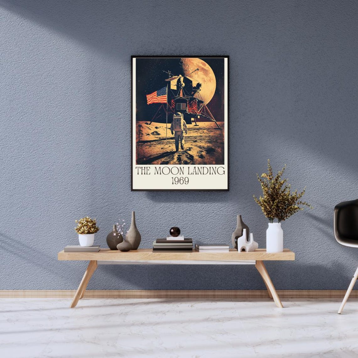 The Moon Landing 1969 Poster with Apollo Lander and Astronaut - Image 4
