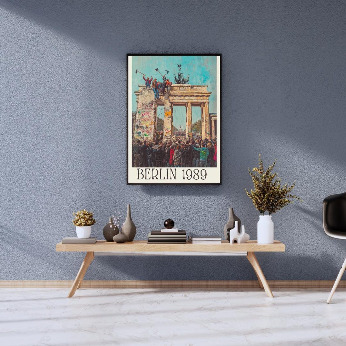 Berlin 1989 Poster with Fall of the Wall and Brandenburg Gate Crowd - Image 3