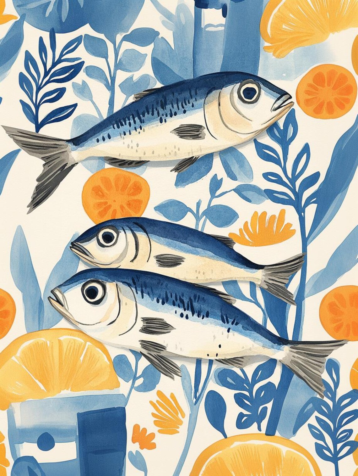 Sardine Kitchen Art, Coastal Mediterranean Poster - Image 2