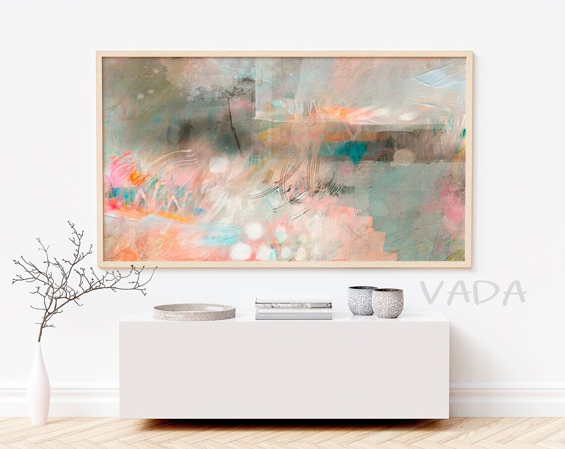 Pastel Abstract Painting Art Print, TV Frame Decor
