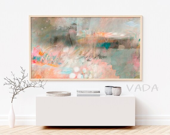 Pastel Abstract Painting Art Print, TV Frame Decor