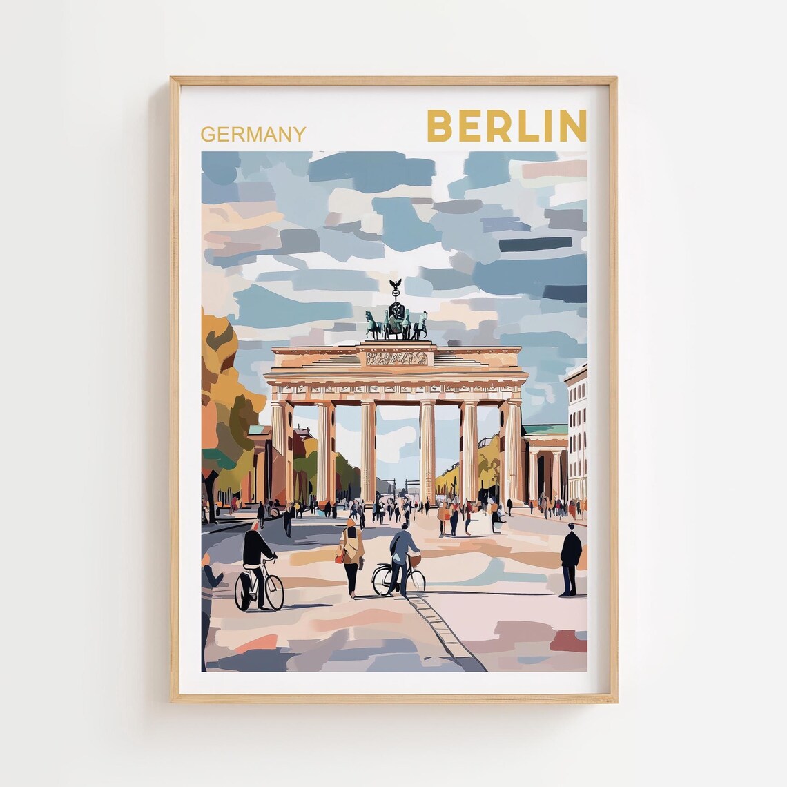 Berlin City Travel Poster, Brandenburg Gate Germany